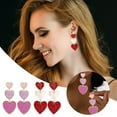 thumbnail image 4 of Stud Earrings for Women Womens Pink Heart Teen Long Vintage Gold Plated Glitter Three Love Heart Dangling Drop Statement Birthday Prom Valentine's Day Jewelry (Pin Gifts Valentine's Day Gifts, 4 of 7