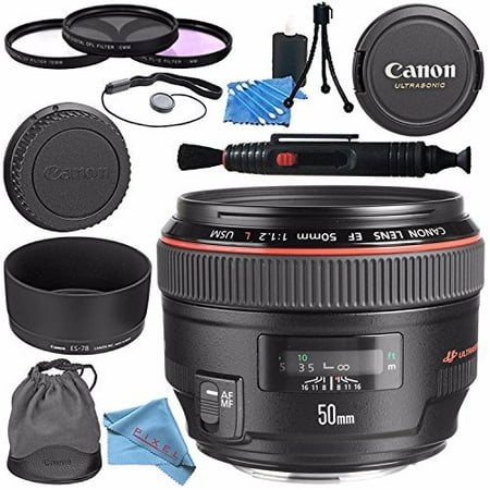 Canon EF 50mm f/1.2L USM Lens 1257B002 + 77mm 3 Piece Filter Kit + Lens Cleaning Kit + Lens Pen Cleaner + Fibercloth