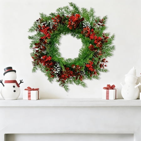 Christmas Wreath Decoration for Front Door Artificial Floral Door Wreath for Indoor Outdoor Farmhouse Housewarming Window Wall All Seasons Decor