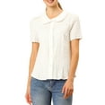 thumbnail image 6 of INSPIRE CHIC Women's Vintage Sweet Doll Collar Button Down Soft Shirt XS White, 6 of 9