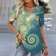 thumbnail image 4 of Camisetas con estampado de tema navideño para mujer, camisetas de manga corta, ropa de moda divertida feliz para mujer, jersey de gran tamaño con cuello en V, 4 of 5