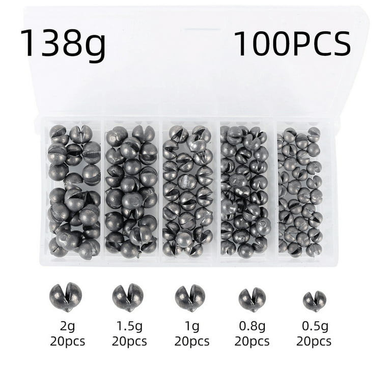 Edfrwws New 100pcs Round Split Shot Fishing Weights Set Removable Sinkers  Drop (138g) 
