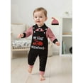 thumbnail image 3 of BemeyourBBs Newborn Baby Boy My First Valentine Outfits Infant Spring Clothes Stripe Romper Heart in Truck Embroidery Overalls Jumpsuit Hat Set, 3 of 9
