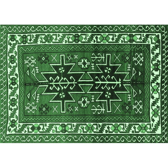 Ahgly Company Indoor Rectangle Persian Emerald Green Traditional Area Rugs, 8' x 10'