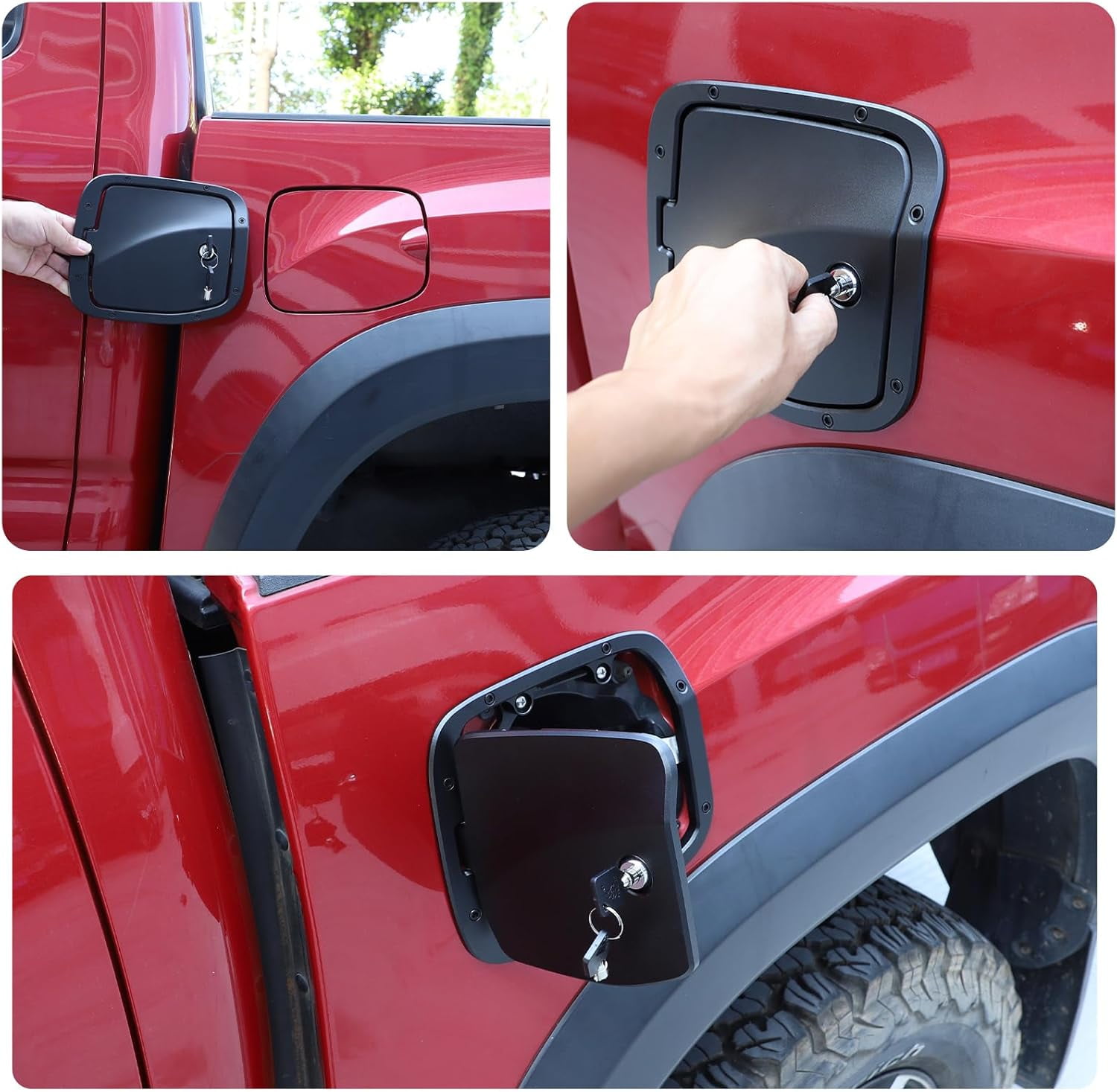 TINKI Fuel Tank Cap Replacement Anti-theft Lock Cap Compatible with Toyota Tacoma 2016-2022 Car Fuel Tank Gas Filling Cap Decoration, Gas Tank Door Cap with Lock accessories