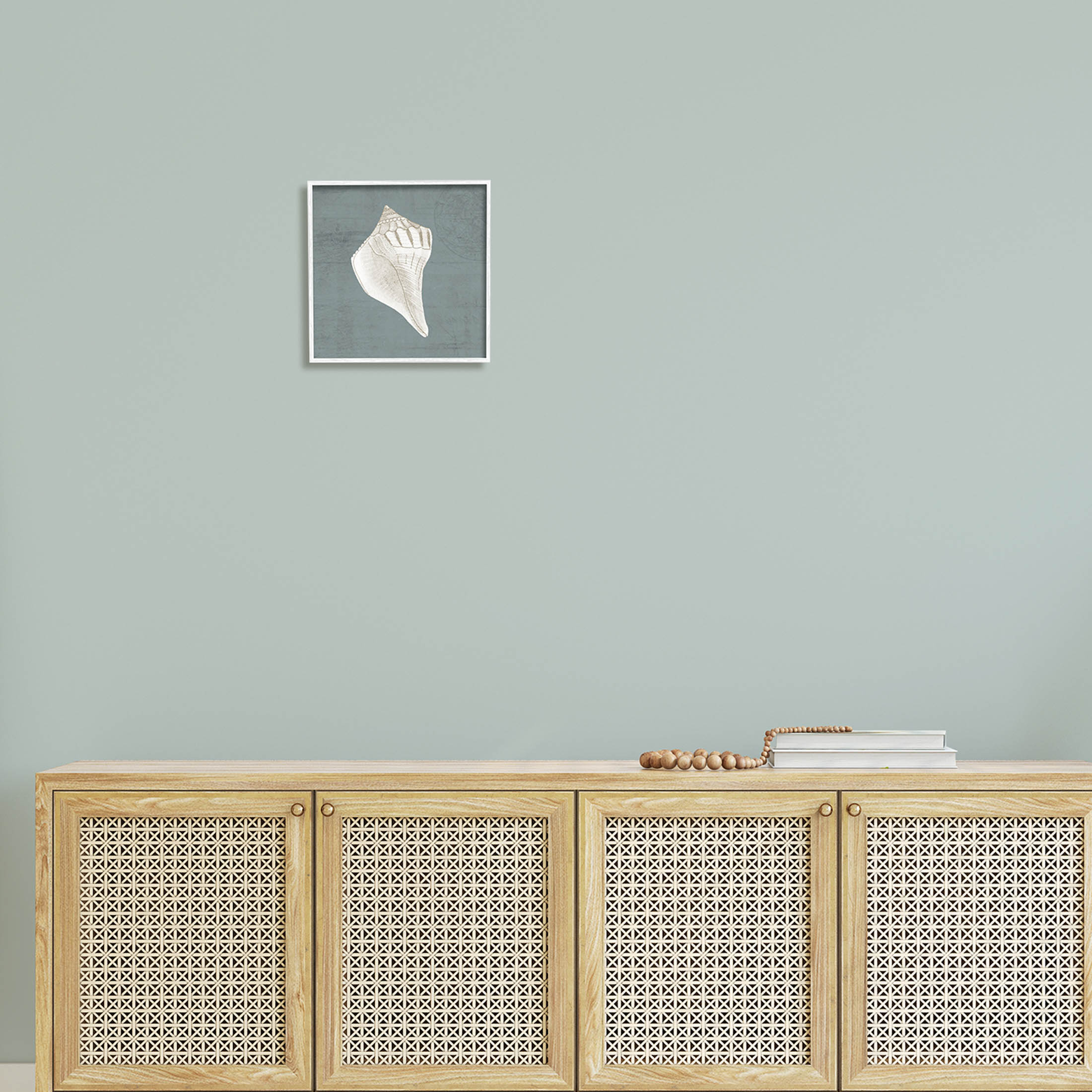 Conch Seashell Stipple Pattern Animals & Insects Graphic Art White Framed Art Print Wall Art