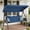 Blue, variant on YIKEMA Steel 3-Seat Canopy Porch Swing with Stand, Extra Pillows and Cup Holders, Blue