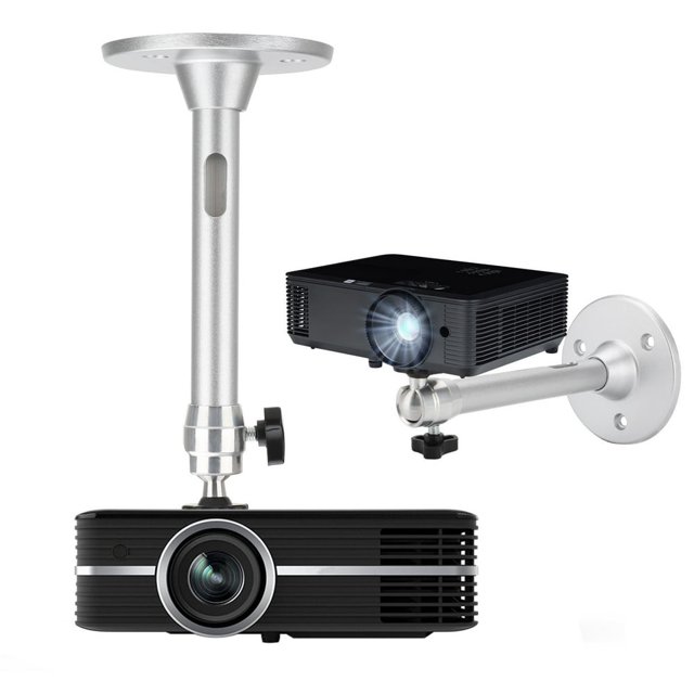 HLONK Mini Ceiling Projector Mount - for Projectors DVR Cameras - Angle Adjustable Projection - Length 180mm / 7.0in Silver / Black