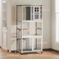 thumbnail image 3 of PawHut 36" L Outdoor Cat House Catio with Run on Wheels, Asphalt Roof White, 3 of 10