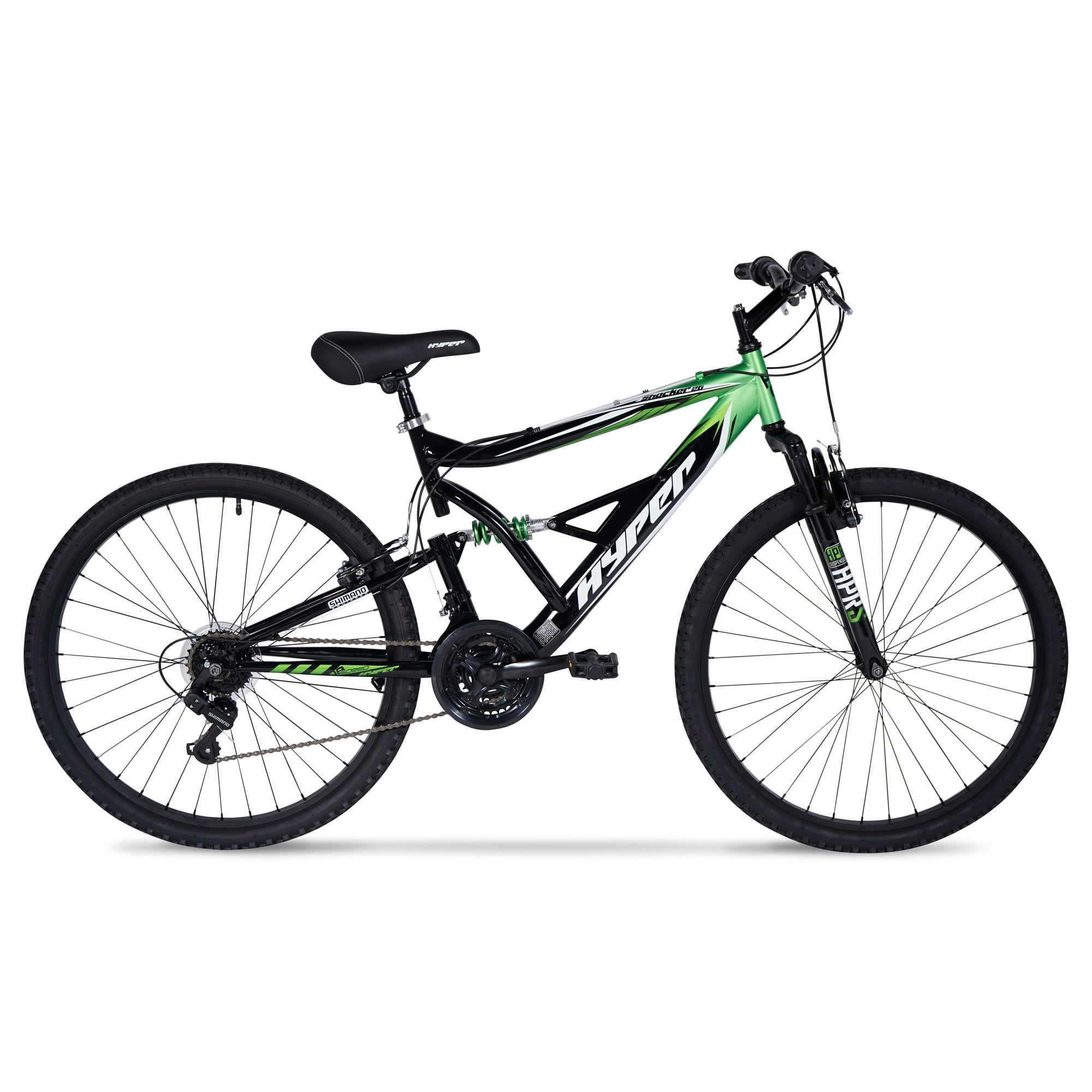 Hyper Bicycles 26 Shocker Mountain Bike Adult Ages 14+ Black/Green