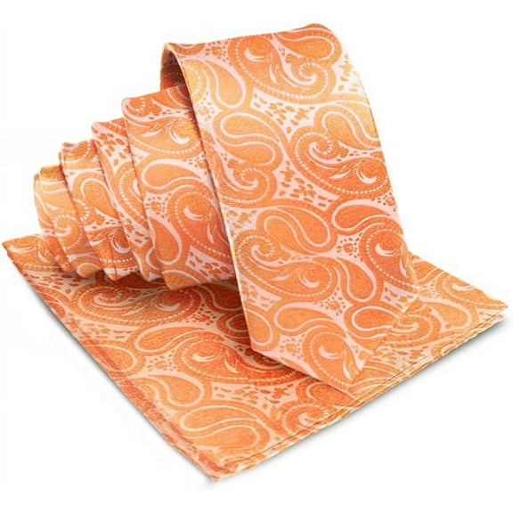 Vittorio Farina Solid Satin Paisley Necktie & Pocket Square