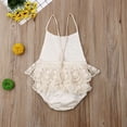 thumbnail image 4 of Baby Girl Solid Sleeveless Cami Straps Lace Ruffled Romper Jumpsuit, 4 of 5