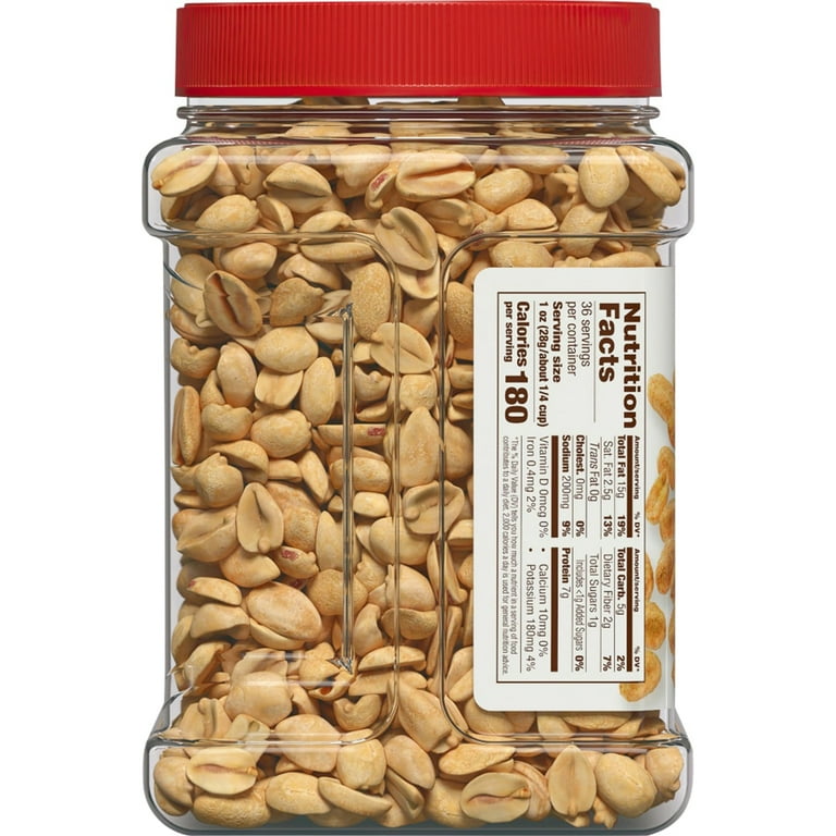 Fisher Dry Roasted Peanuts, Sea Salt Flavor, 36 oz Jar, 7g