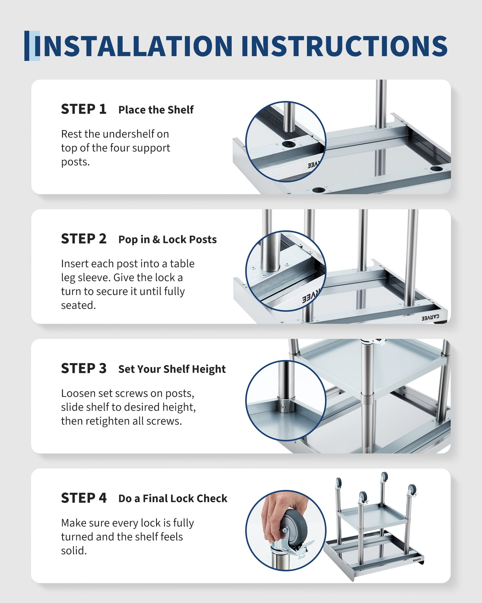 M optimized 24x30 Inch Stainless Steel Work Table with Wheels, Commercial Prep Table with Detachable 3-Sided Backsplash and Adjustable Shelf, Rolling Workbench for Kitchen Restaurant Garage