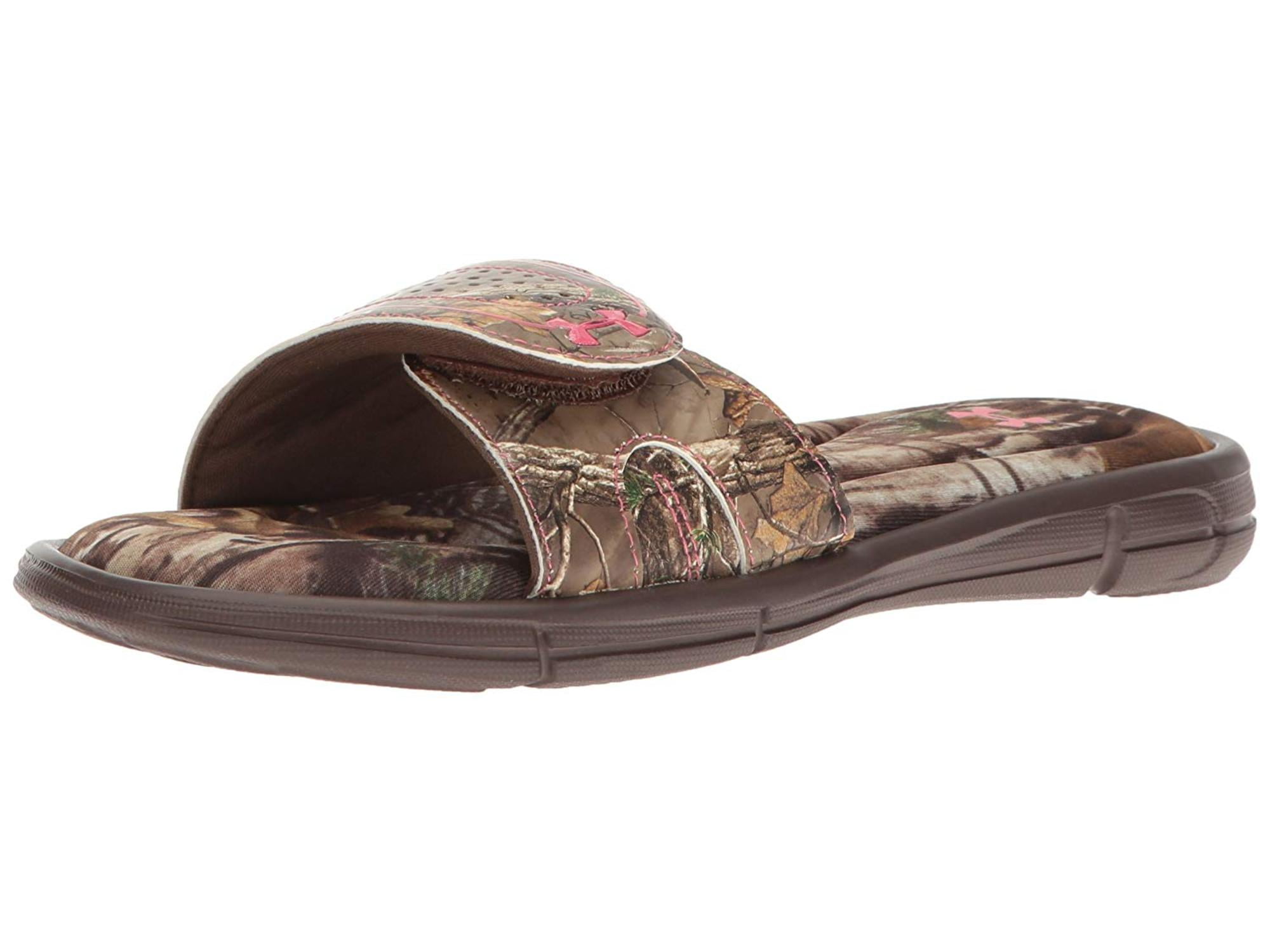 pink camo under armour slides