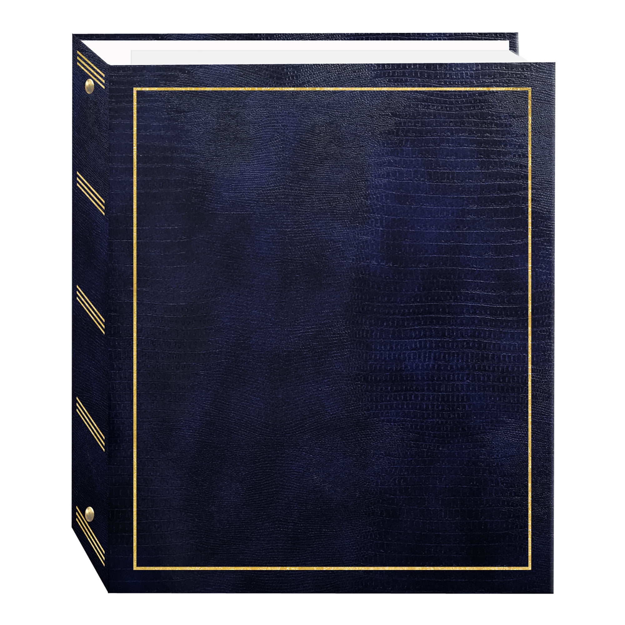 Pioneer Photo Albums 100 Magnetic Page 3-Ring Leatherette Photo Album, Navy Blue