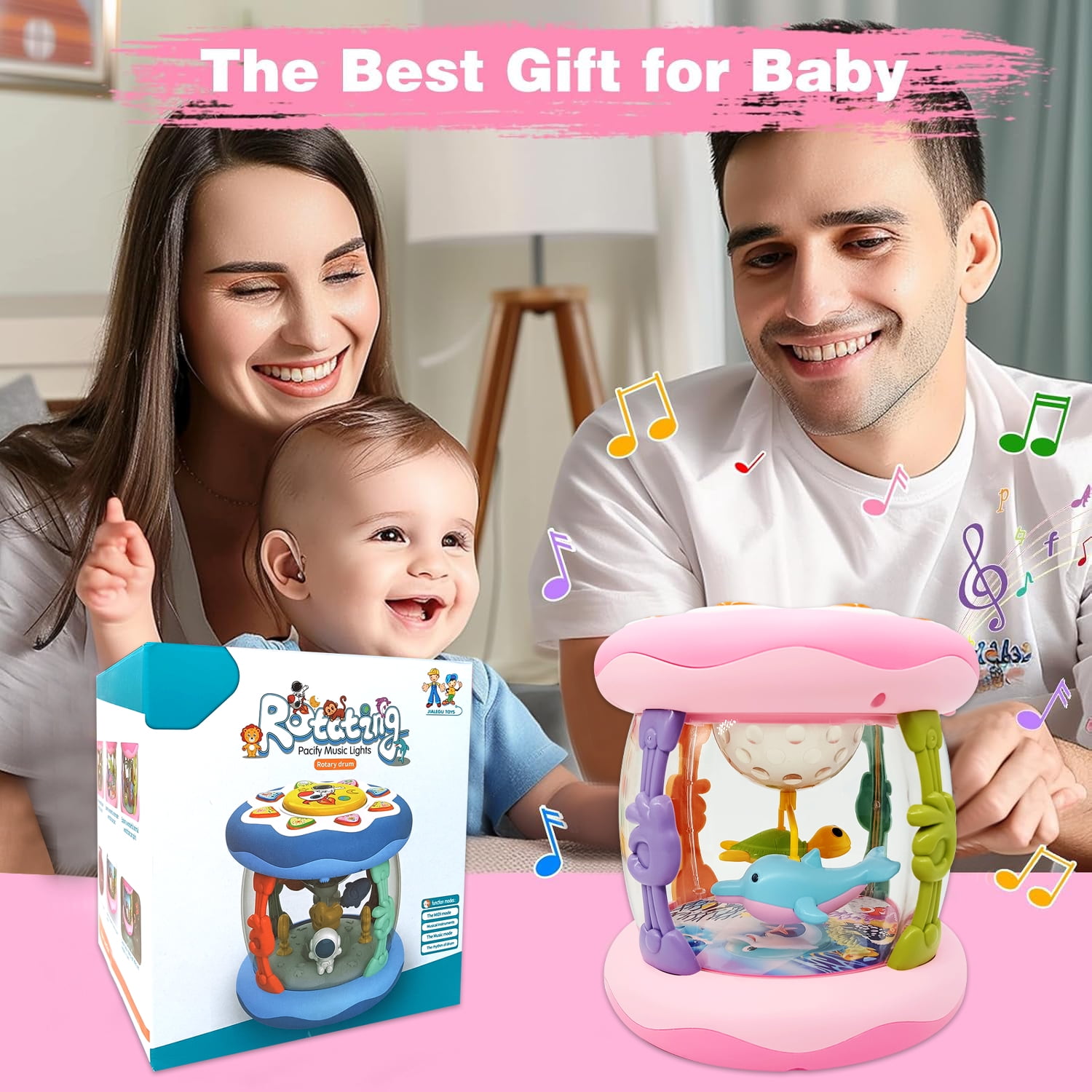 Toys for 1 Year Old Girls - Ocean Rotating Light Up Toy - Crawling Learning Toy for 2 Year Old Toddlers - 6 to 12 Months Baby Birthday Gifts