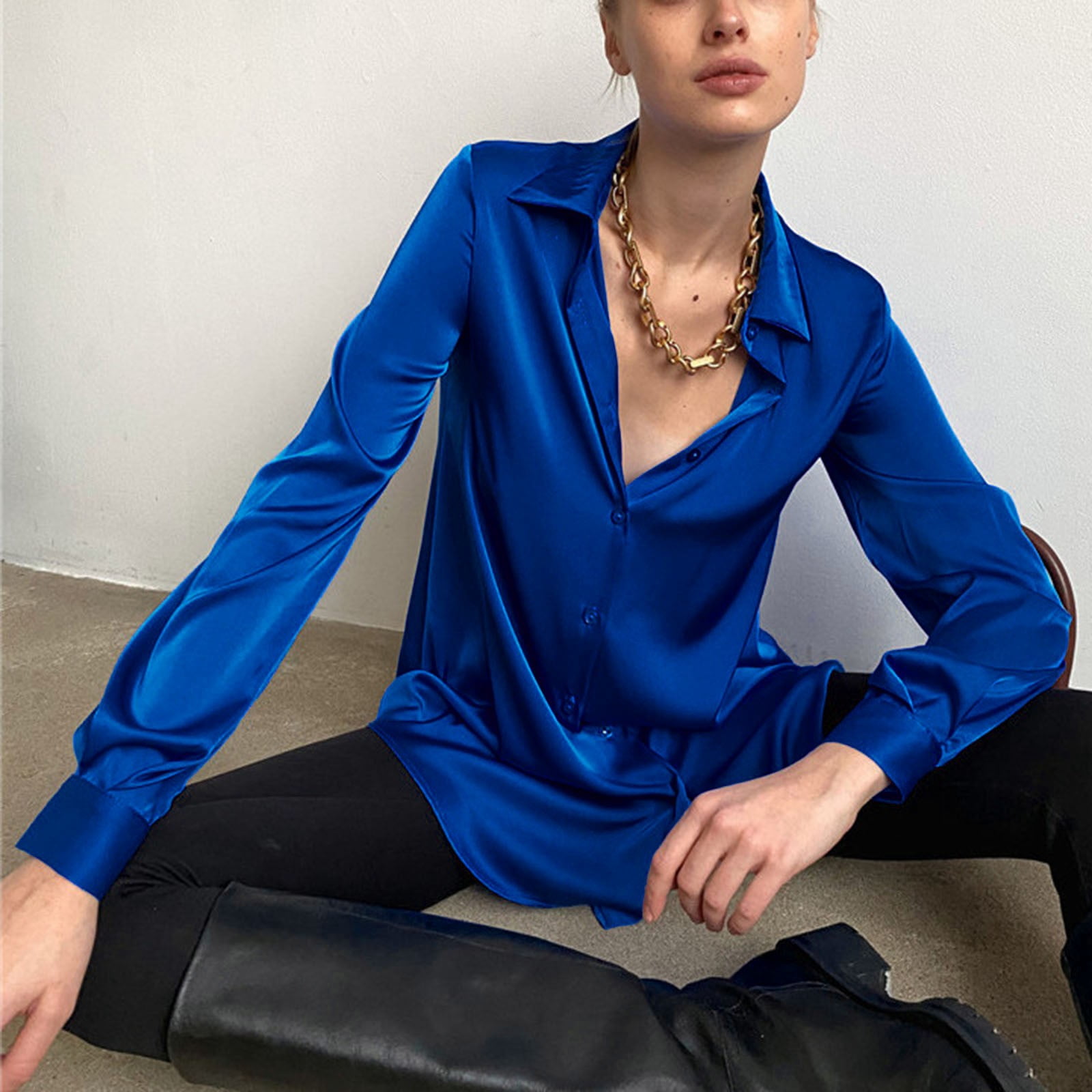 shiny satin blouses