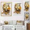 thumbnail image 4 of Designart "Woman Portrait in White and Gold with Leaves III" Fashion Canvas Wall Art - Glam Gold Fashion Woman Hallway Wall Art Decor, 4 of 6