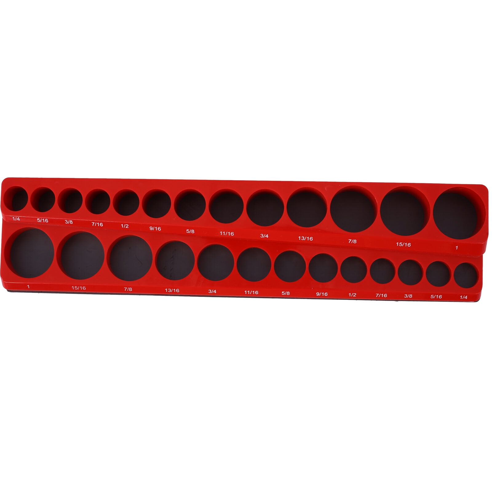 Magnetic Socket Organizer Set, 6-Piece Socket Holder Set Includes 1/4", 3/8", 1/2" Drive Metric SAE Socket Trays, Holds 141 Pieces Standard Size and Deep Size Sockets(Socket not Included),red and bl