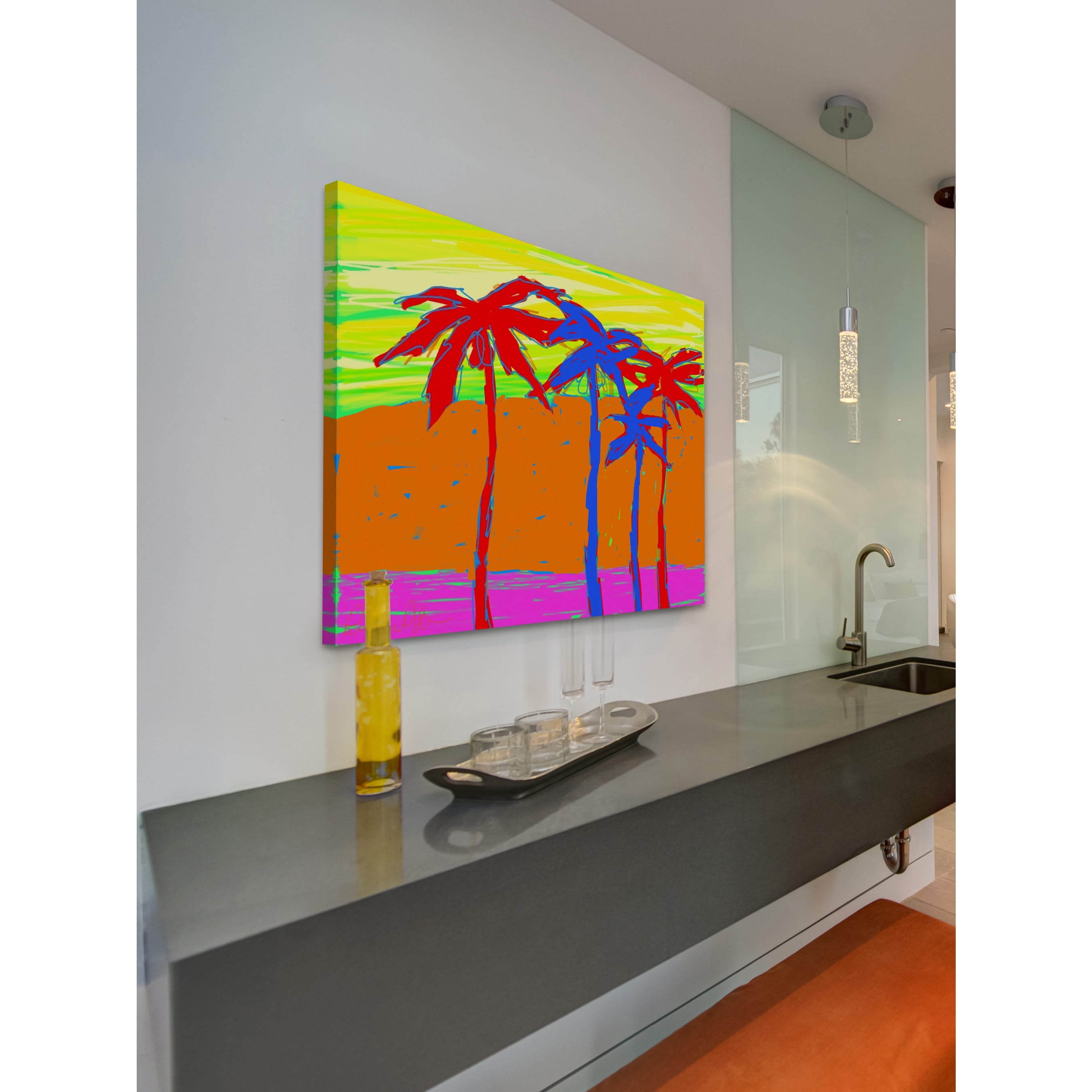 Marmont Hill "California Palms 3" by Arthur Pina Painting Print on Wrapped Canvas