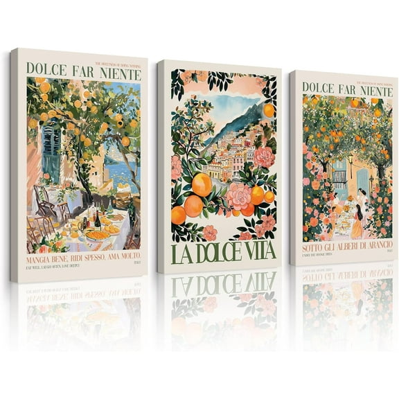 Italy Amalfi Coast Wall Art Posters Italian Travel City Canvas Wall Decor Italy Beach Landscape Art Pictures Vintage Amalfi Coast Painting for Bedroom Living Room Unframed