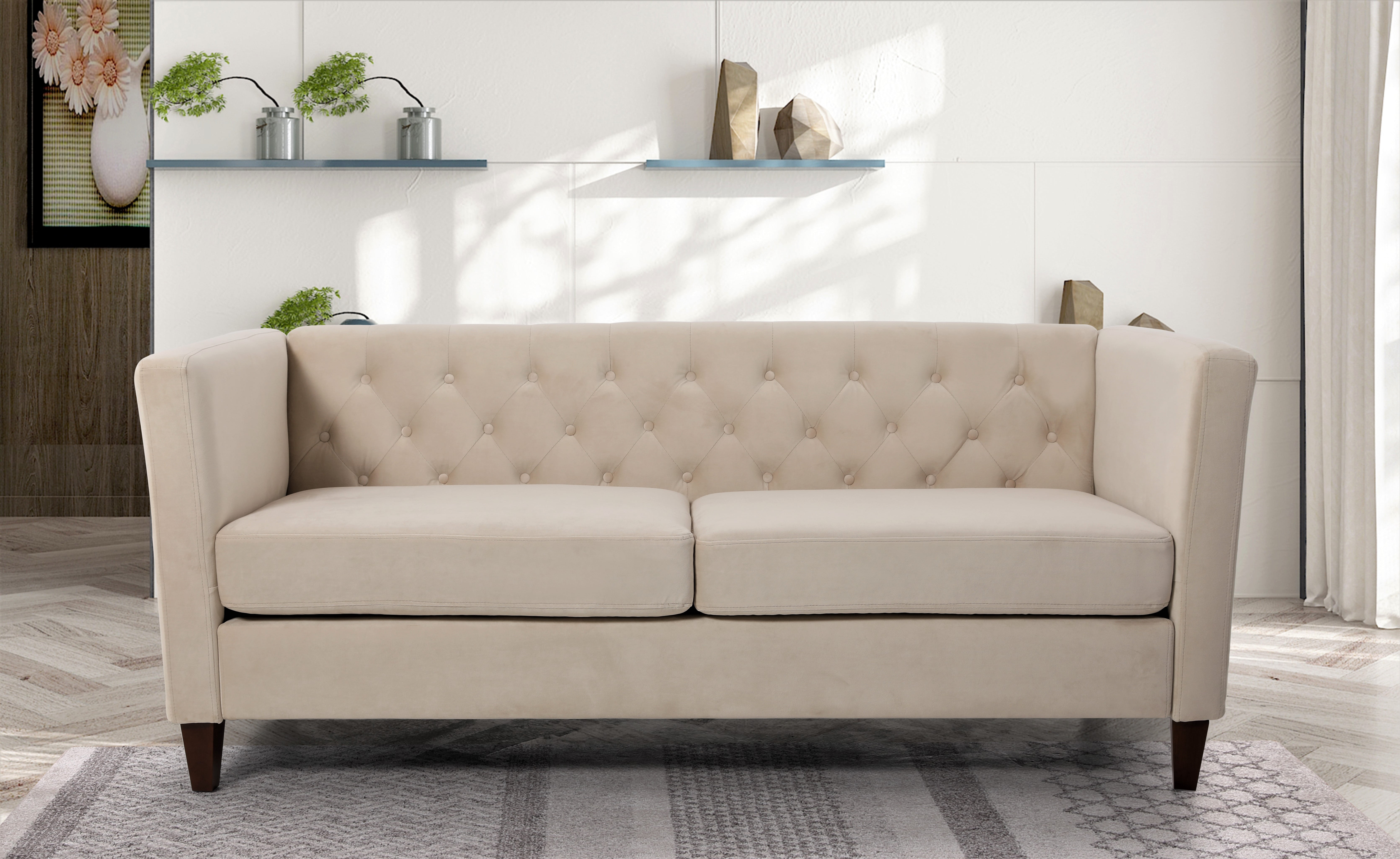 Uspridefurniture Mid-Century Lisette Velvet 2PCS Living Room Set