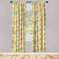 thumbnail image 3 of Ambesonne Summer Curtains, Flora Yellow Roses Pattern, Pair of 28"x95", Pastel Brown and Pale Teal, 3 of 5