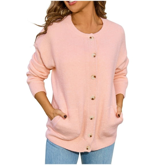 Idoravan Women's Cardigans Women Striped Patchwork Knitted Sweater with Long Sleeved Sweater Cardigan Jacket Top