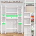thumbnail image 7 of Over The Toilet Storage with 2 Drawers - iSunirm 11 Tier Bathroom Organizer Freestanding Space Saver Storage Rack with Adjustable Shelf & 4 Hooks for Restroom, Laundry, White, 7 of 7