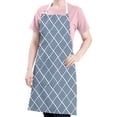 thumbnail image 5 of Blue Geometric Striped Pattern Apron-Garden Aprons for Women with Pockets-Cotton Linen Waterproof Kitchen Cooking Gardening Aprons Adjustable for Kitchen,Cooking,BBQ and Salon 33x27 Inch, 5 of 7