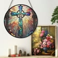 thumbnail image 5 of Cross Stained Glass Suncatcher, Cross Glass Suncatchers for Windows For Merry Christmas, 5 of 7
