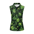 thumbnail image 2 of Uorisanigo Green Four-Leaf Women's Golf Shirt Casual Breathable Athletic Polo Workout Tops for Women Sleeveless Quarter Zip Pullover for Workout Sports, 2 of 7