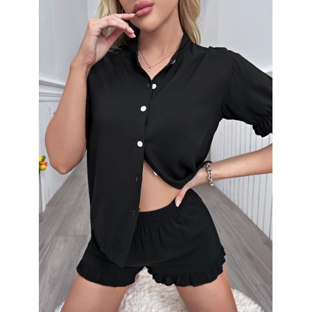 

BESTSPR Summer Women Homewear Pajamas Set Short Sleeves Sleepwear Size S-XL