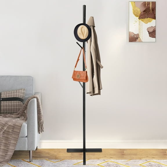 70" Coat Rack freestanding Stand Bamboo Wooden with 7 Hooks, Tree Standing Coat Jackets Hanger Easy Assembly Hallway Mounted Corner Parlor Office Floor Stand for Clothes Nature