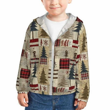 

Zeuib Rustic Plaid Forest Lodge Print Girls & Boys Sun Protection Hoodie with UPF 50+ Children’s Quick-Dry Jacket Perfect for Outdoor Activities-2 Years