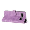 thumbnail image 3 of SaniMore Case for Google Pixel 7 6.3" 2022, [Card Slots + Cash Pocket + Removeable Wrist Strap] PU Leather Embossed Flower Flip Kickstand 360° All-around Protective Wallet Shell, Purple, 3 of 11