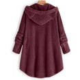 thumbnail image 4 of Lady Coat And Velvet Coat Cat Ear Hooded Soild Patchwork Button Autumn Winter Plush, 4 of 5