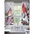 thumbnail image 2 of Christmas Cardinal Sheer Curtains 63 Inch Length 2 Panels Set, Winter Farmhouse Red Bird Berry Needle Voile Window Treatment Curtains Sheers Drapes for Bedroom/Living Room/Kitchen 52x"63"x2, 2 of 7