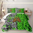 thumbnail image 2 of meiyoeat Classic Pixel Miner Games Quilt Full For Boys,Monogram Letter A Full Bedspread Sets,3 Pieces, 2 of 7