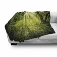 thumbnail image 3 of Magic Soft Flannel Fleece Throw Blanket, Freshening Morning in Nature Summer Season Sunset Environment Wilderness Mist Theme, Cozy Plush for Indoor and Outdoor Use, 50" x 70", Green, by Ambesonne, 3 of 6
