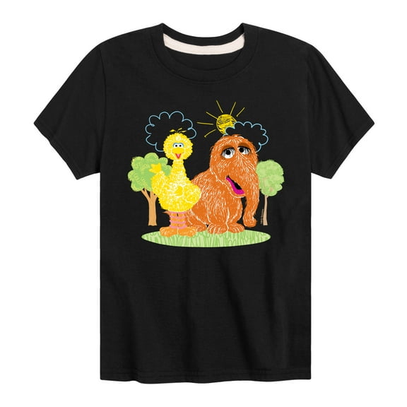 Sesame Street - Scribble Big Bird Snuffleupagus - Toddler and Youth Short Sleeve Graphic T-Shirt
