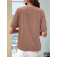 thumbnail image 4 of Blusas con Hombros Descubiertos para Mujer, Grandes, Cuello en V, Corta, Ropa de Verano, Túnicas con Botones, Color Caqui, Talla 5XL, 4 of 7