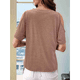 thumbnail image 4 of Blusas con Hombros Descubiertos para Mujer, Grandes, Cuello en V, Corta, Ropa de Verano, Túnicas con Botones, Color Caqui, Talla 5XL, 4 of 7