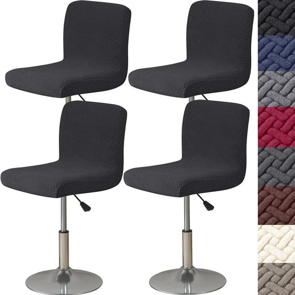 HFCNMY Bar Stool Covers with Backs,4 Pack Stretch Bar Stool Chair Covers,Jacquard Bar Stool Covers,Washable Bar Chair Covers Swivel Barstool Covers Slipcovers with Back Black