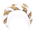 thumbnail image 4 of Turban Africain pour Femmes, Foulard à Paillettes, Bonnet Blanc, 4 of 9