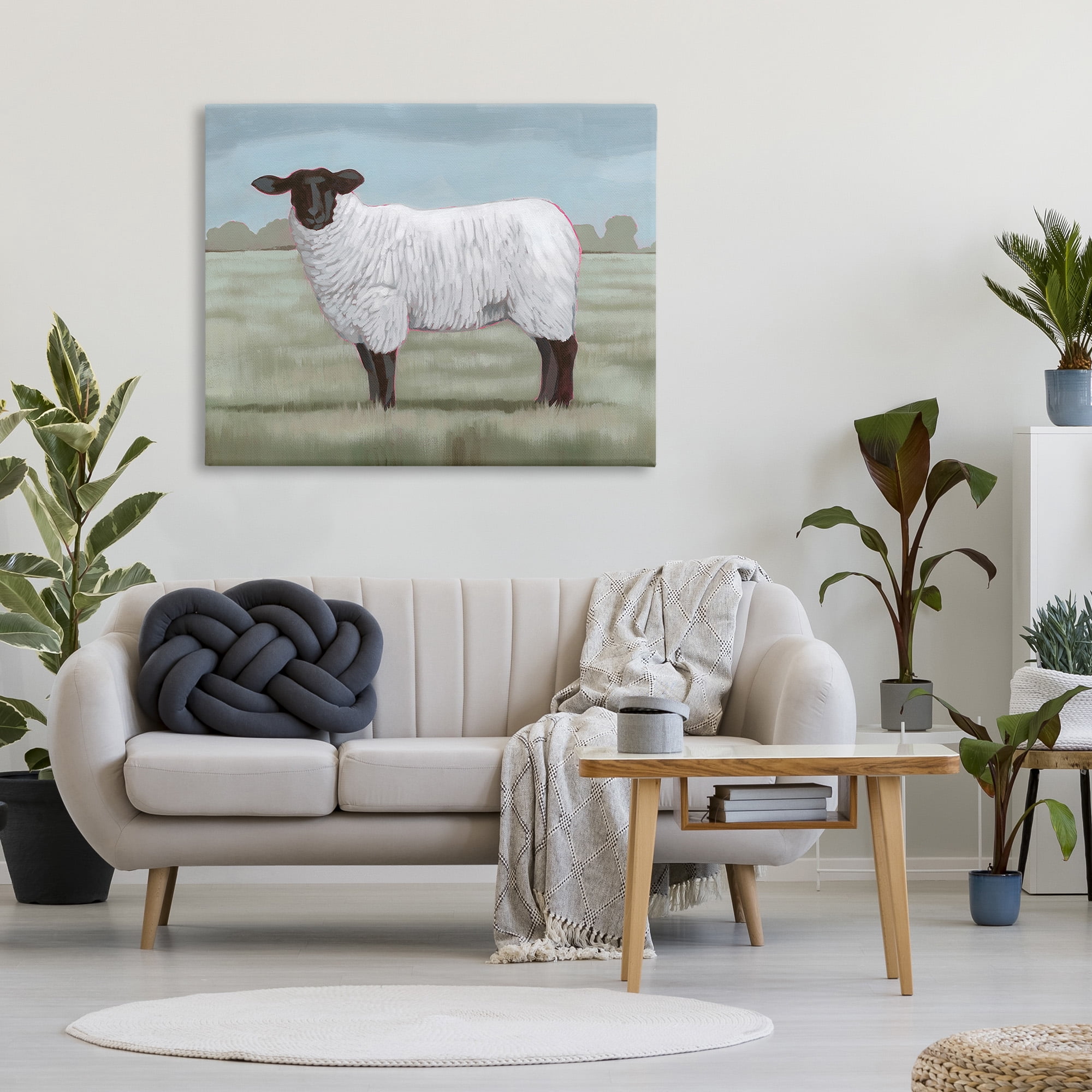 Stupell Industries Traditional Farm Sheep Animals & Insects Painting Gallery Wrapped Canvas Art Print Wall Art, 48 x 36