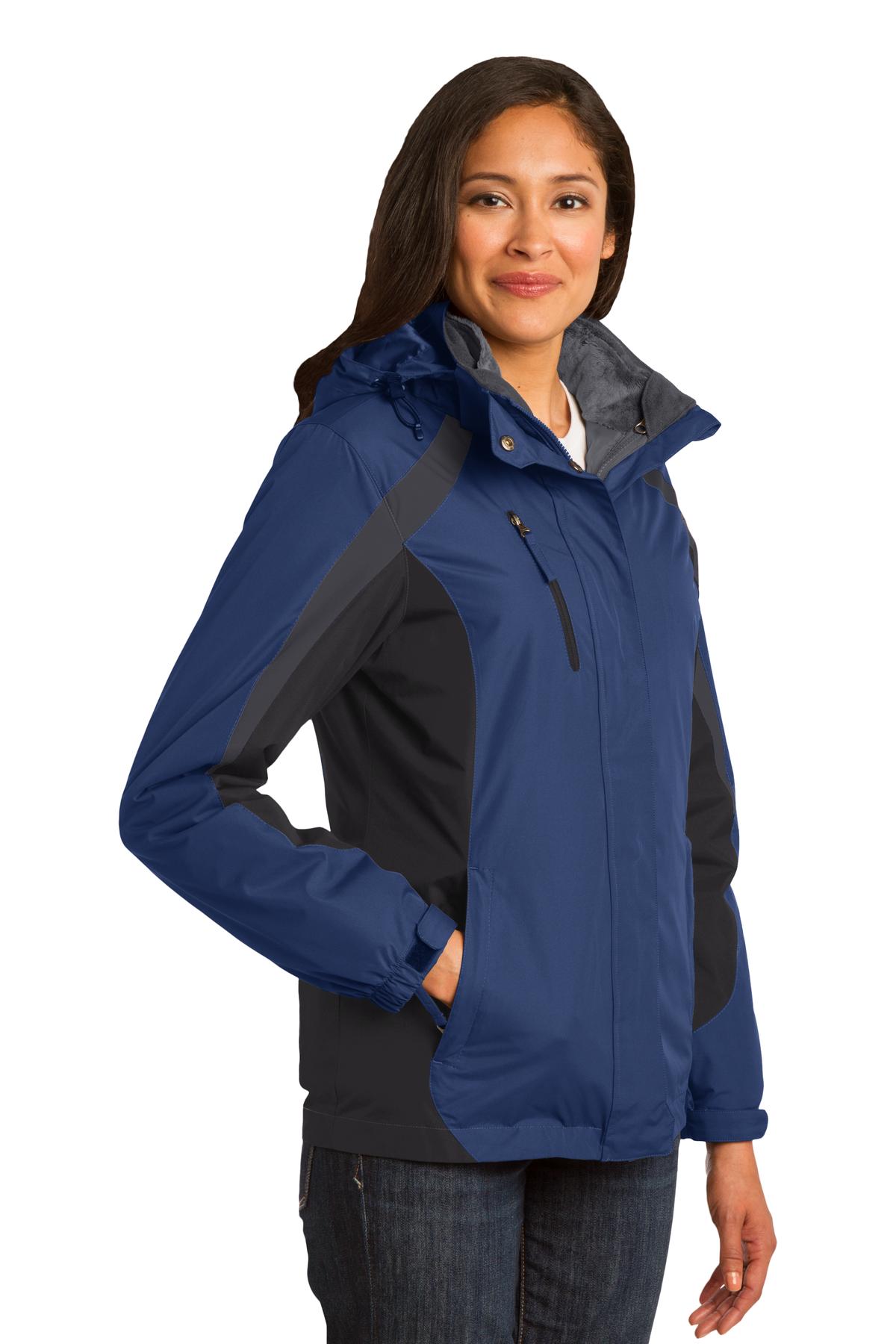 Port Authority Ladies Colorblock 3 in 1 Jacket-S (Admiral Blue/ Black/ Magnet Grey) - image 4 of 5