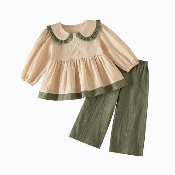yboeqw Girl Clothes Outfit Cute Print Long Sleeve T-Shirts Top Straight Pants Little Girls Set,Size 3-4 Years