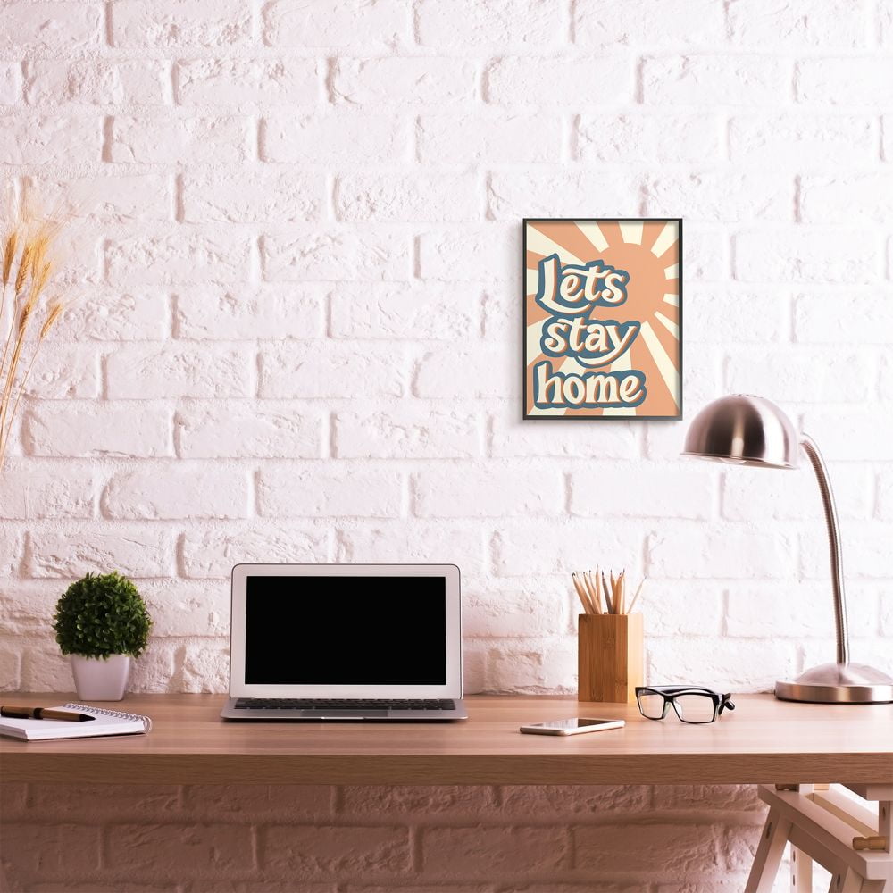 Stupell Industries Let's Stay Home Summer Sun Blue Orange Quote Designed by Amanda Houston